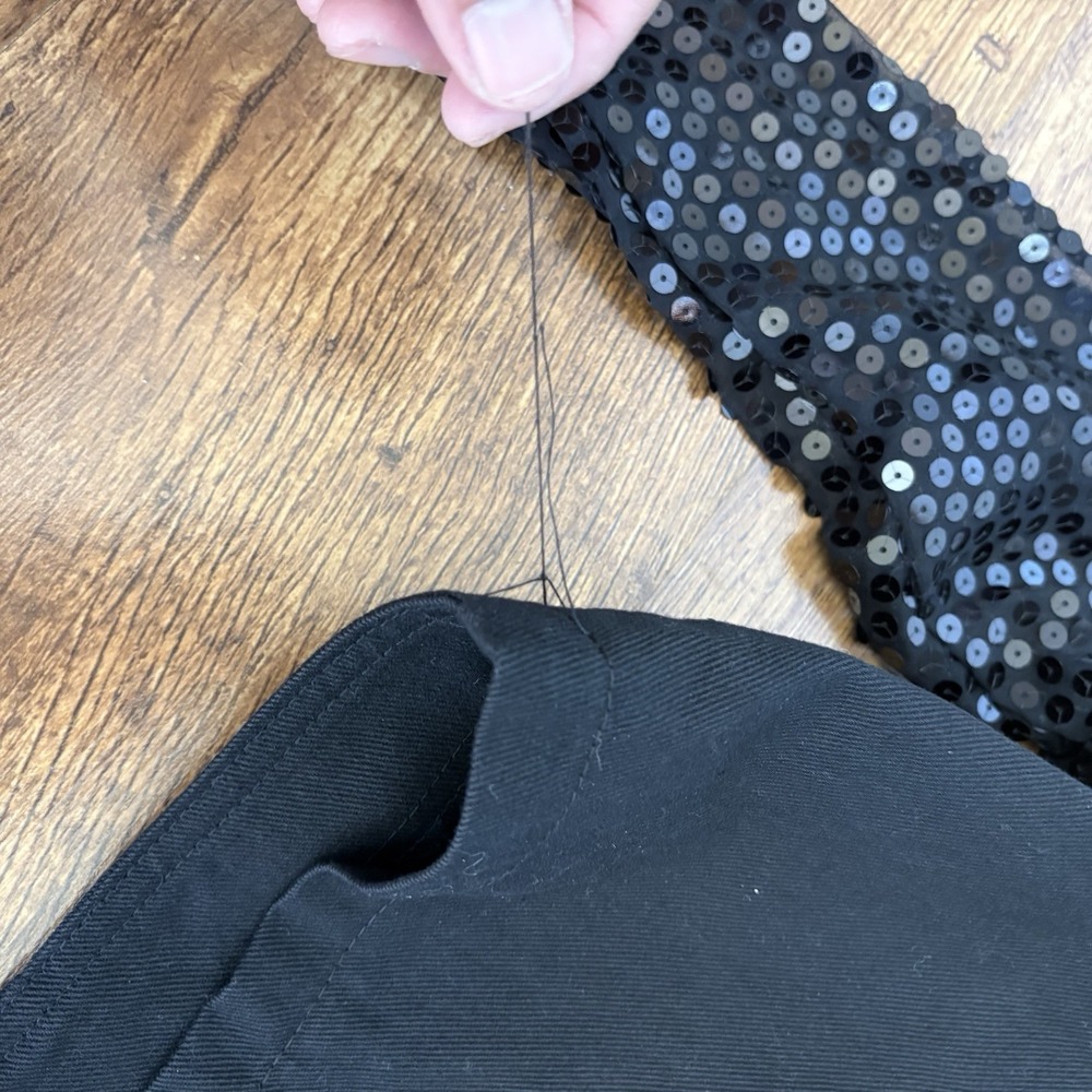 Vintage 80s Black Sequin Embellished Cropped Bolero Jacket Brand Switch Medium - Picture 8 of 10
